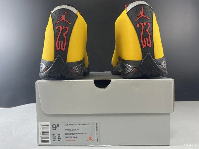 Cheap TBK UNIVERSITY 14 BQ3685-706 GOLD AIR JORDAN RETRO 0804